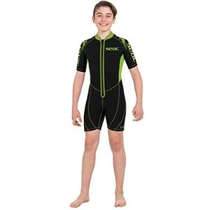 Seac Look Kid Shorty wetsuit voor kinderen, 2,5 mm, uniseks, Youth, zwart/groen, 9 jaar