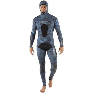 SEAC Blue Moon, Spearfishing Wetsuit in Ultra Stretchy Stof, Tweedelig, Camo Blauw, S