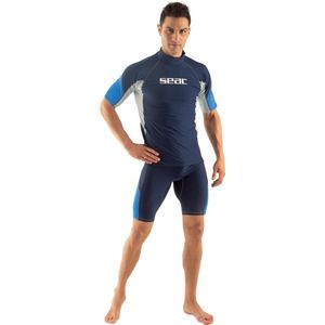 Seac RAA Short Evo rashguard met korte mouwen voor heren - UV zwem en snorkeltop - Blauw/wit - XXL