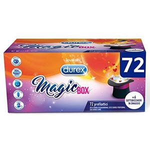 Durex Magic Box 3 condooms Sync Performa en Pleasuremax met onderzetters als eerbetoon, 72 profylactisch