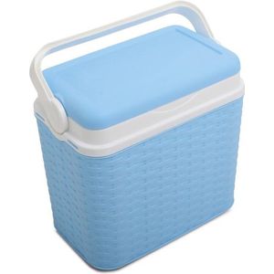 Koelbox blauw rotan 10 liter van 30 x 19 x 28 cm - Koelboxen voor onderweg voor op de camping of het strand