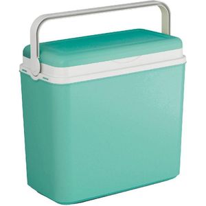 Koelbox turquoise groen 24 liter 39 x 24 x 40 cm - Koelboxen voor onderweg voor op de camping of het strand