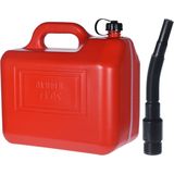 Jerrycan/benzinetank - 20 liter - rood - kunststof - met lange schenktuit