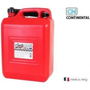 Jerrycan rood voor brandstof - 10 liter - 26 x 14 x 37 cm -  inclusief schenktuit - benzine / diesel