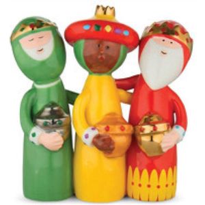 Alessi Happy Eternity Three Wise Men - Porseleinen Kerstdecoratie, Handbeschilderd, 9 x 4 x 10 cm