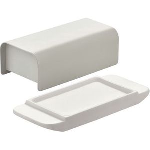 Alessi Mattina BG04 WG - Design botervloot van porselein met deksel van roestvrij staal 18/10, gekleurd met epoxyhars, warm grijs, 9,5 cm