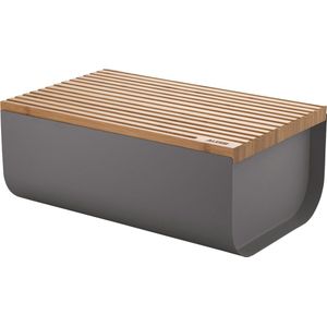 Alessi Mattina broodtrommel met snijplank donkergrijs