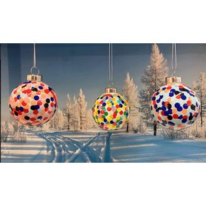 Alessi Proust AM43SET3 Designset bestaande uit 3 kerstballen van mondgeblazen glas, met de hand gedecoreerd