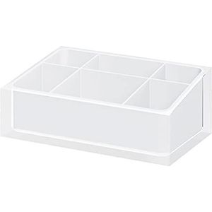 Gedy Auckland Make-uporganizer, handgemaakt, wit, 7,5 x 19 x 11 cm, make-up-organizer van transparante kunsthars, make-upkwasthouder met R&S-design, 2 jaar garantie