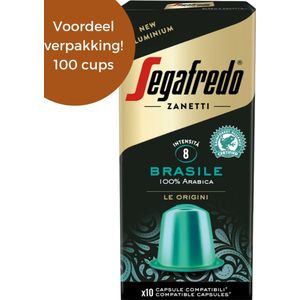 Segafredo - Koffiecups Brasile 100% Arabica - 100 Cups - Nespresso Koffie Cups -  Sterkte 5/10