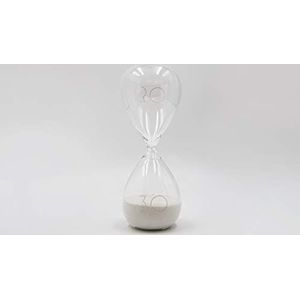 Mascagni 20Q Thirty Grote zandloper van glas, 30 timer, 30 minuten, kleur: wit, woondecoratie, design, 8 x 20 cm