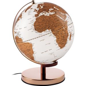 Mascagni 20BO1547 Globe decoratieve terrester, goudkleurig, verlicht, LED-verlichting, metalen sokkel, diameter 25 cm, 25 cm