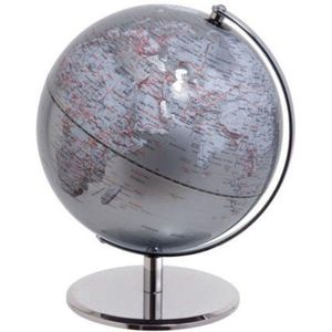 Mascagni 20A O451 Globe decoratieve terrester, wereldkaart van metaal, kleur zilver, 25 cm