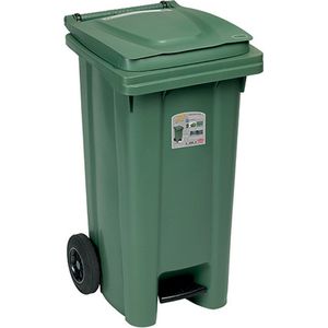 Afvalcontainer - 120L - Groen - Kliko - Container - Pedaal - Wielen