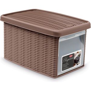 Opbergmand - Opbergbox - 'Elegance' - Multifunctioneel - klepje aan voorkant - Bakje - Taupe - Maat S