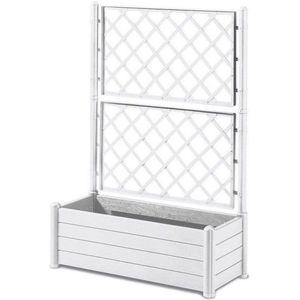 Stefanplast plantenbak 80 liter  met klimrek / plantenrek - wit - 100x42x142 cm