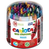 Carioca waskrijt Wax Maxi, plastic pot met 50 stuks in geassorteerde kleuren