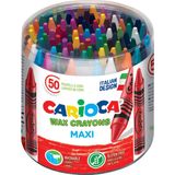 Carioca waskrijt Wax Maxi, plastic pot met 50 stuks in geassorteerde kleuren