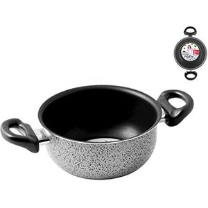 Home Salt Peper steelpan met 2 handgrepen, anti-aanbaklaag, 14 cm, aluminium, zwart/grijs