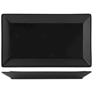 H&H 6625916 Osaka-bord, rechthoekig, aardewerk, zwart, 25 x 15 cm