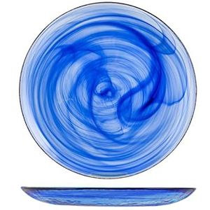 H&H set van 6 platte borden, kobaltblauw albastglas, 27,5 cm - blauw Glas 523801