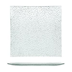 H&H set van 6 vierkante borden Gocce, transparant glas, 20 cm - Glas 7126300