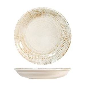 H&H Eris Set van 6 soepborden, 21 cm, porselein, modern, elegant, serveerbord, serveerbord, dinerbord, beige