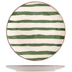 H&h Set van 6 platte borden Kerstmis streep 26 cm