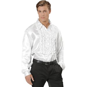 Widmann - jaren '70 disco mode ruches satijn blouse disco hemd carnaval themafeest