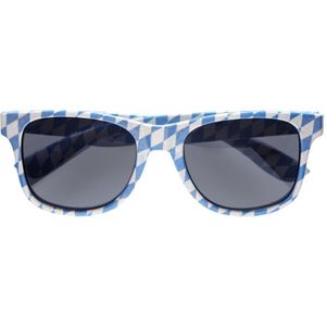 Widmann - Beierse Bril - Kostuumaccessoires - Blauw-Wit Geruit - Zwarte Glazen