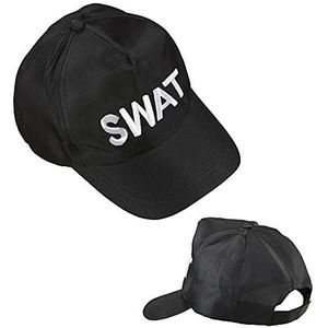 Widmann - Politie & Detective Kostuum - Amerikaanse Cap Swat - Zwart - Carnavalskleding - Verkleedkleding