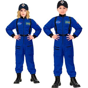 Widmann - Science Fiction & Space Kostuum - Blauwe Astronaut Op Weg Naar De Maan Kind Kostuum - Blauw - Maat 128 - Carnavalskleding - Verkleedkleding