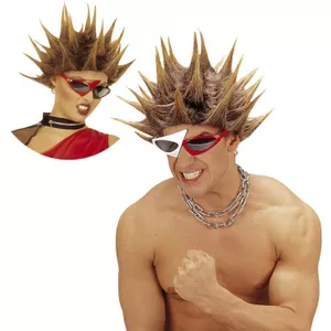 Carnaval jaren 80 Kajagoogoo pruik lang zwart punk rock haar met pieken
