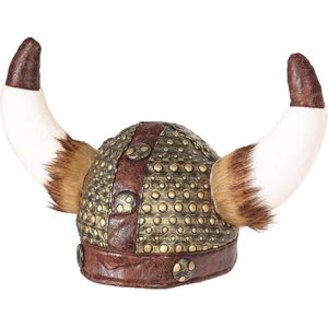 W WIDMANN MILANO Party Fashion 09169 Vikinghelm met hoorns en bont, Noordman, dief, hoed, hoofdtooi, accessoire, themafeest, carnaval