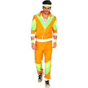 W WIDMANN MILANO Party Fashion - Trainingspak, oranje, jaren 80-outfit, joggingpak, badknoop-outfit, carnavalskostuums, oranje, XL