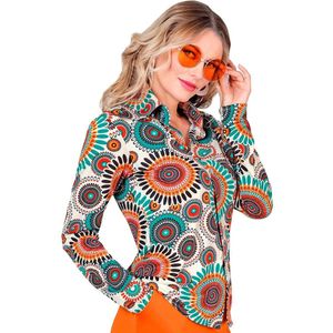 Widmann - Damesblouse - Beige - Vintage Patroon