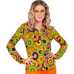Disco 70S Bluse Bunt Damen Retro