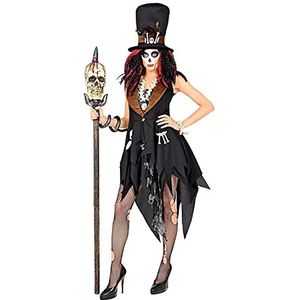 Widmann - Heks & Spider Lady & Voodoo & Duistere Religie Kostuum - Leidster Van Zwarte Voodoo Priesteres - Vrouw - Bruin, Zwart - Large - Halloween - Verkleedkleding