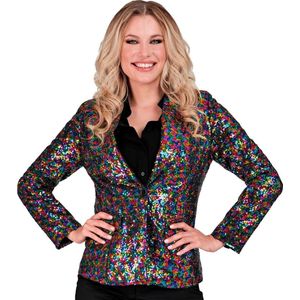 Widmann - Kerst & Oud & Nieuw Kostuum - Pailletten Blazer Conny Confetti Vrouw - - Large - Carnavalskleding - Verkleedkleding