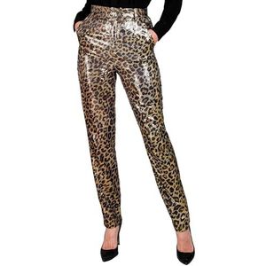 Widmann - Grappig & Fout Kostuum - Pailletten Broek Leonora Leopard Vrouw - Bruin - Medium - Carnavalskleding - Verkleedkleding