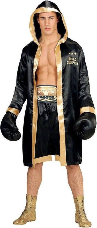 Widmann - World Boxing Champion - Kostuum - Zwart - Inclusief Bokshandschoenen
