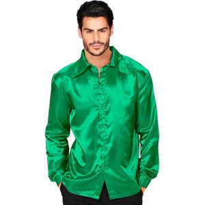 W WIDMANN MILANO Party Fashion - Satijnen overhemd voor heren, jaren '70 disco fever, retro stijl, batjesmove, feestshirt