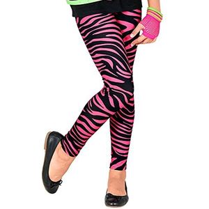 Widmann - Jaren 80 kinderleggings tijgerprint 80s dierenprint koorts disco bad button strepen motief themafeest carnaval