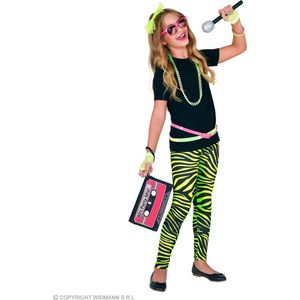 Widmann - Jaren 80 kinderleggings tijgerprint 80s dierenprint disco koorts badknoop strepen motto party carnaval, Meerkleurig