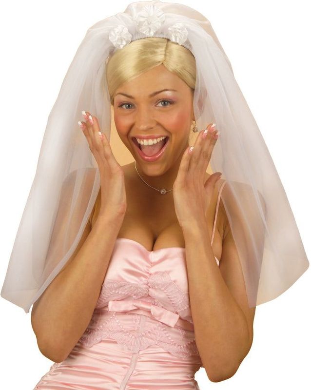 Widmann - Kostuum - Wit - Bruidssluier - Haarband - 3 Roosjes