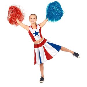 Cheerleader - Cheerleader Kostuum - Rood/Wit - Elastisch - Meiden