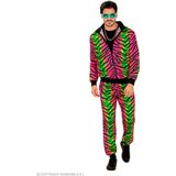 W WIDMANN MILANO Party Fashion - Trainingspak, dierenpatroon tijger, neon, dierenprint, jaren 80-outfit, joggingpak, badknoop-outfit, carnavalskostuums