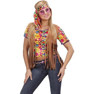 Bruin Hippie Vest met Franjes en Hoofdband Voor Vrouwen