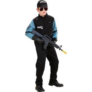 Zwart en blauw SWAT kostuum voor jongens Verkleedkleding