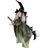 Halloween decoratie vliegende heks op bezem